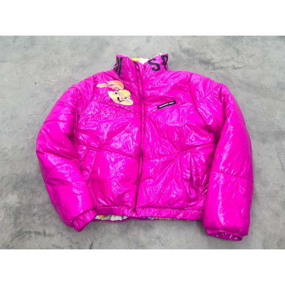 Members Only Puffer Jacket Womens Large Pink Lola Bunny Looney Tunes